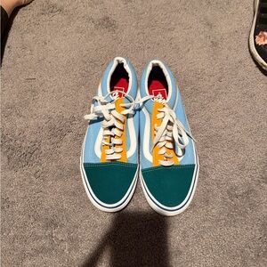 Vans Blue and Yellow Sneakers with Green Accents